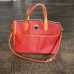 Dooney & Bourke Pebble Grain Small Daniela Satchel Red Purse Classic Leather